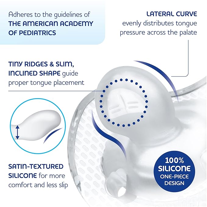 Chicco PhysioForma Luxe Orthodontic Pacifier, 6-16m | 100% Soft Silicone | Supports Breathing & Oral Development | Textured Shield & Handle | Includes Sterilizing Case | BPA Free | Coastal Blue, 2pk