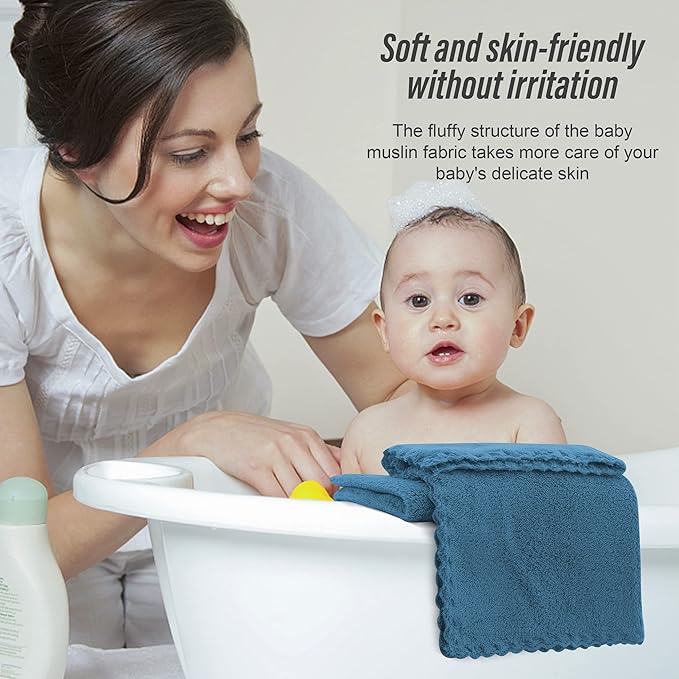 Sunny zzzZZ Ultra Soft 24 Pack Baby Washcloths - 10x10 Inches - Coral Fleece Extra Absorbent Wash Clothes for Babies, Infants and Toddlers - Sensitive Skin and Newborn - Ideal Baby - Ocean Aqua