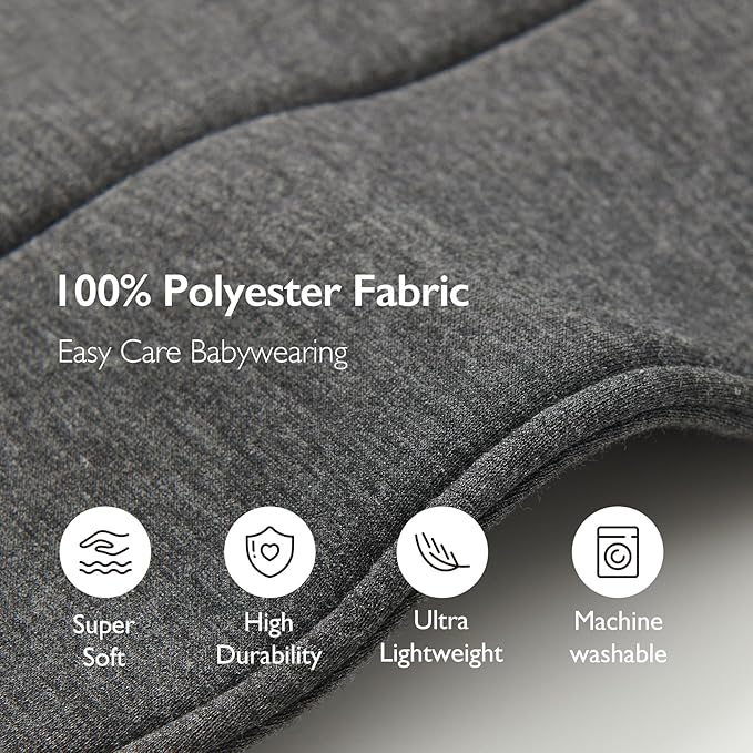Newborn Carrier, Soft and Lightweight Baby Carrier Wrap | Ergonomic, Adjustable Neck Support | Ideal for Newborn 7-24 lbs | Enhanced Comfort and Support, Deep Grey