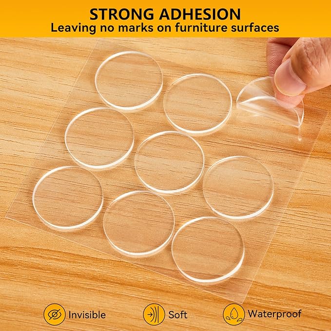 12pcs Wall Bumpers, Clear Wall Protectors, Door Bumpers for Doorknob, Furniture Bumpers,Reducing Noise,Protecting Walls,Using for Entrance Door,Cabinet Door,Fridge Door, Wall Bumper (15*15mm)