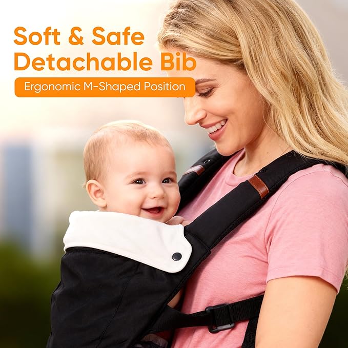 Baby Carrier, 6-in-1 Baby Carrier Newborn to Toddler, Babys Carriers with Hip Seat Lumbar Support 7-45 lbs, Baby Soft Carrier for All Seasons & Positions