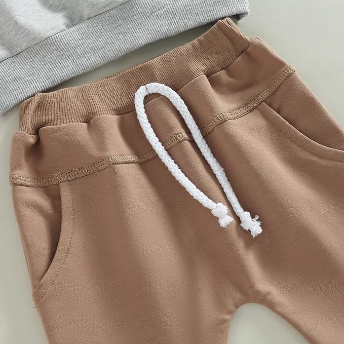 Toddler Baby Boy Fall Outfit Crewneck Long Sleeve Sweatshirt Tops Elastic Pants Jogger Cute Newborn Winter Clolthes Set