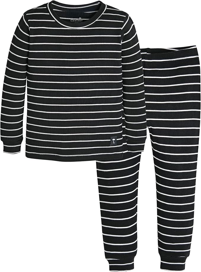 moimoln Stripe Pajamas Set 12M-8Y Ribbed Unisex Baby & Toddler, Soft Viscose, Snug-Fit, Everyday Sleepwear
