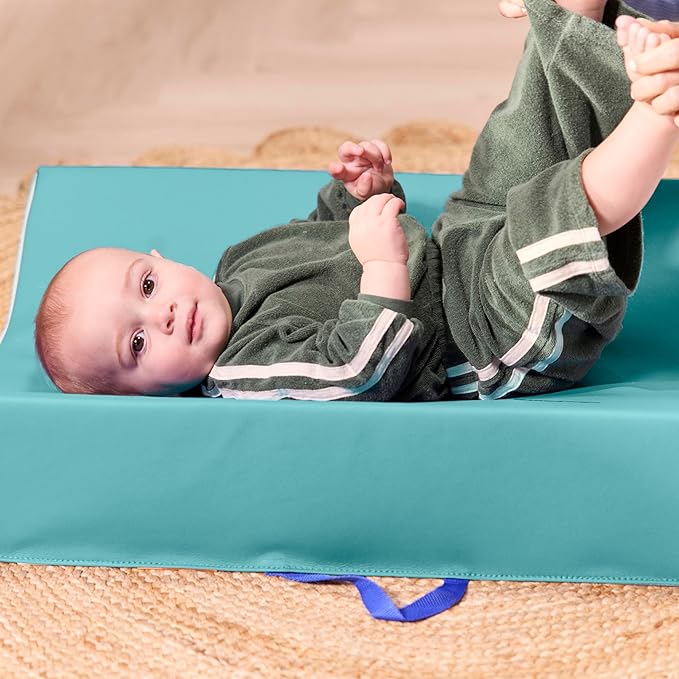 Contoured Portable Baby Changing Pad, Newborn Essentials, Seafoam/Light Grey