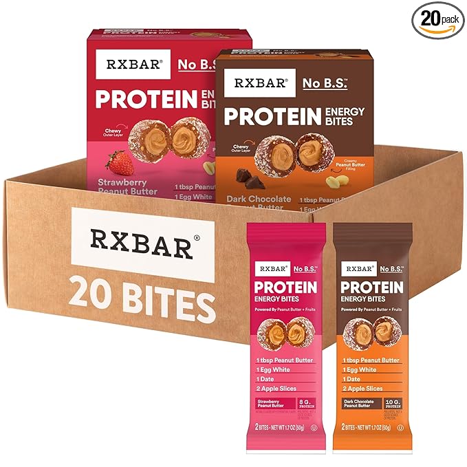 RXBAR Protein Energy Bites, Gluten Free Energy Snacks, Protein Snacks, Variety Pack (20 Bites)