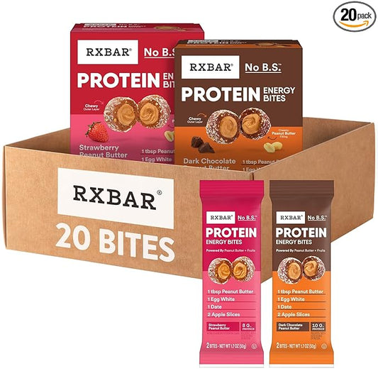RXBAR Protein Energy Bites, Gluten Free Energy Snacks, Protein Snacks, Variety Pack (20 Bites)