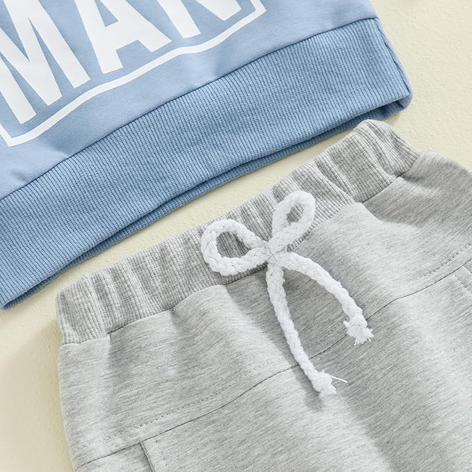 Toddler Baby Boy Sweatshirt Outfit Mamas Little Man Long Sleeve Shirt Jogger Pants Fall Outfits Winter Clothes Set