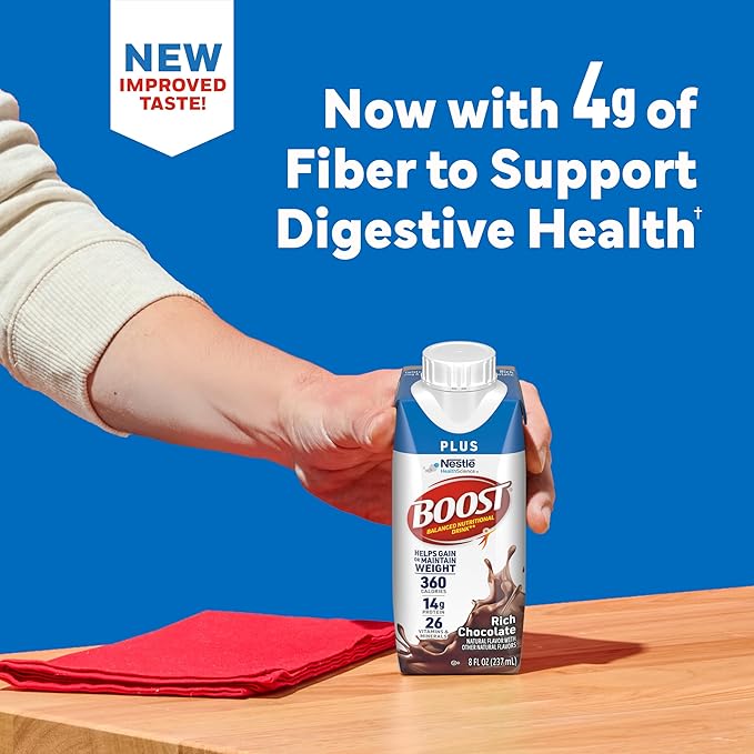 BOOST Plus Nutritional Drink, Rich Chocolate, 8 fl oz,(Pack of 48)
