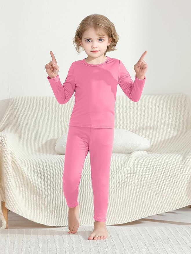VZV 2T-6Y Toddler Thermal Set Thermal Underwear for Kids Fleece Lined Toddler Base Layer Long Johns for Kids Boys Girls