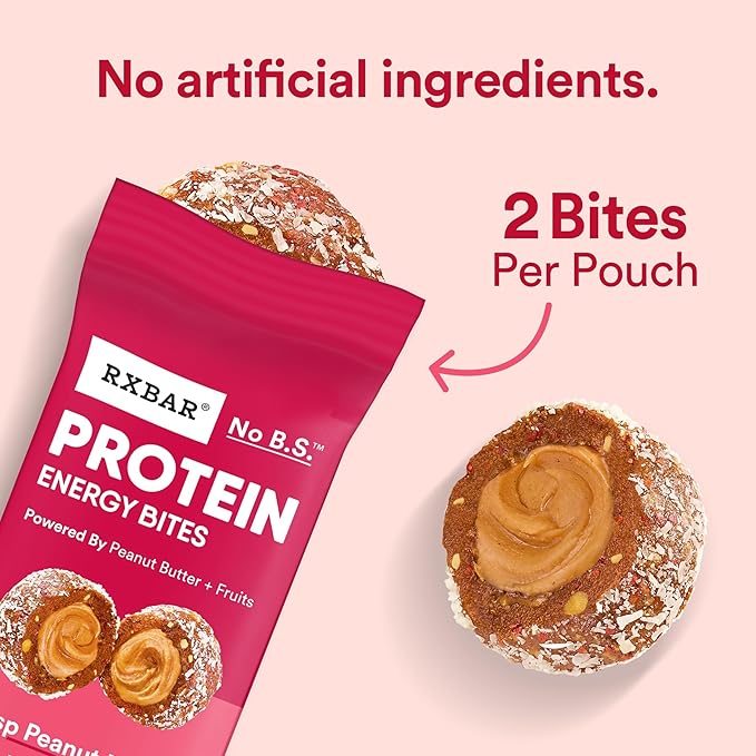RXBAR Protein Energy Bites, Gluten Free Energy Snacks, Protein Snacks, Strawberry Peanut Butter (60 Bites)
