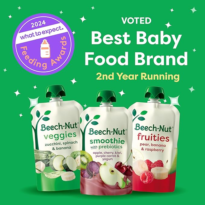 Beech-Nut Toddler Food Breakfast Pouches,Yogurt Banana & Strawberry Puree, 3.5 oz (12 Pack)