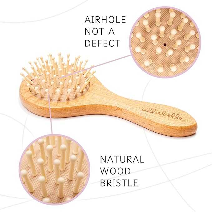 Ullabelle 3 Piece Wooden Baby Hair Brush and Comb Set for Newborns & Toddlers in Chic Gift Box - Ultra Soft Natural Goat Hair and Wood Baby Brush Set Prevents Cradle Cap - Perfect Registry Gift (Sage)