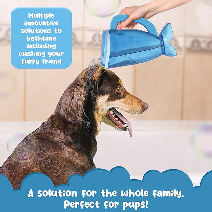 S.C. Products Fish Shampoo Baby Rinse Cup and Bath Pail - Tear-Free, Durable, BPA-Free, Safe, and Ergonomic Design for Hassle-Free Bathing | Blue