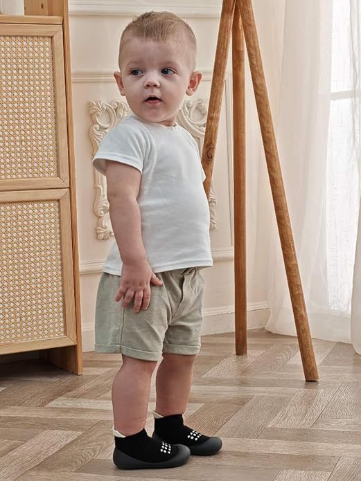 Hstyle Baby Sock Shoes Toddler Walking Shoes Infant Non-Slip Slippers Soft Rubber Sole Sneakers for Baby Boys Girls