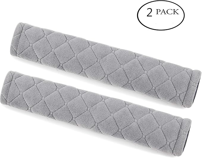 Amooca Soft Auto Seat Belt Cover Seatbelt Shoulder Pad Cushions 2 PCS Universal Fit for All Cars and Backpack for a More Comfortable Driving (Light Grey)