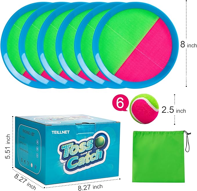 Toss and Catch Ball Set Upgraded - Family Games Pool Toys Beach Toys - Sturdy & Water-Resistant Great for Outdoor Games - Classic Gift for Kids Boys Girls Teens 3 4 5 6 7 8 9 10 11 12 13+ Years Old