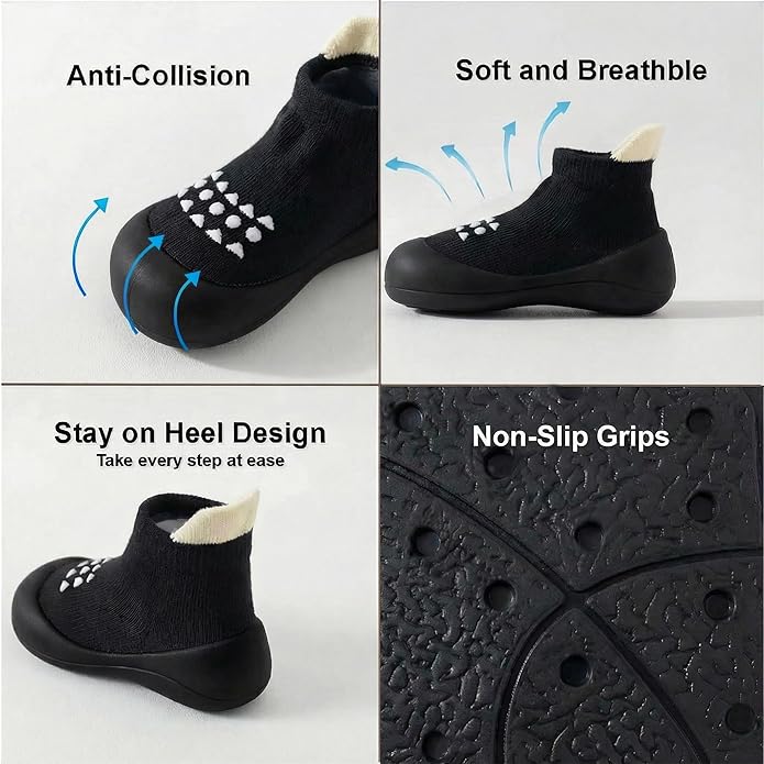 Hstyle Baby Sock Shoes Toddler Walking Shoes Infant Non-Slip Slippers Soft Rubber Sole Sneakers for Baby Boys Girls