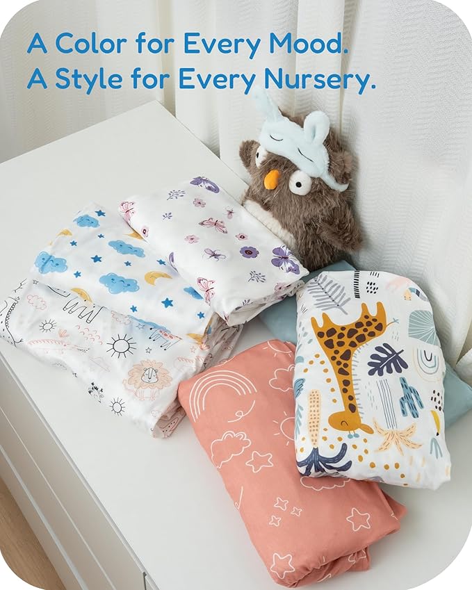 Crib Sheets 2 Pack, Fitted Crib Sheet for Standard Crib Mattress 28x52x9, Ultra Soft Jersey Knit, Breathable Stretchy Deep Pocket, Snug Fit Stays Put, Baby Crib Mattress Sheet