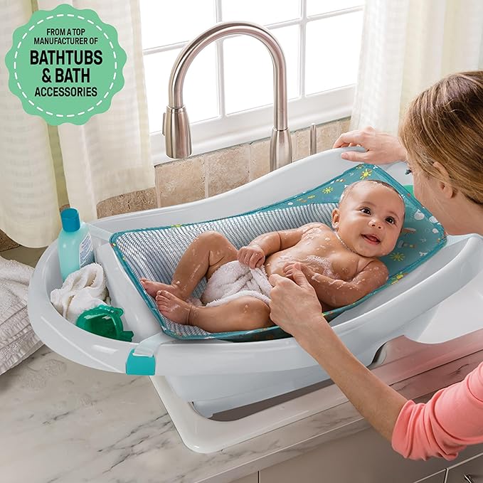 Ingenuity Comfy Clean Deluxe Newborn to Toddler Baby Bathtub, 3-in-1 with Removable Sling, Padded Backrest, 0-24 Months, Gray