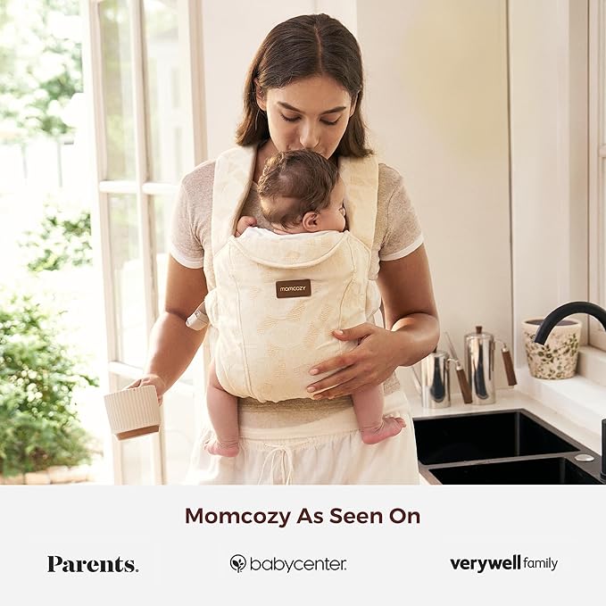 Momcozy Newborn Carrier WeeSnug- Lightweight and Cozy Comfort for 7-25 lbs, Ergonomic Cross-Back Support, Jacquard Weave, Hands-Free Baby Carrier with Lumbar Support, Geometry