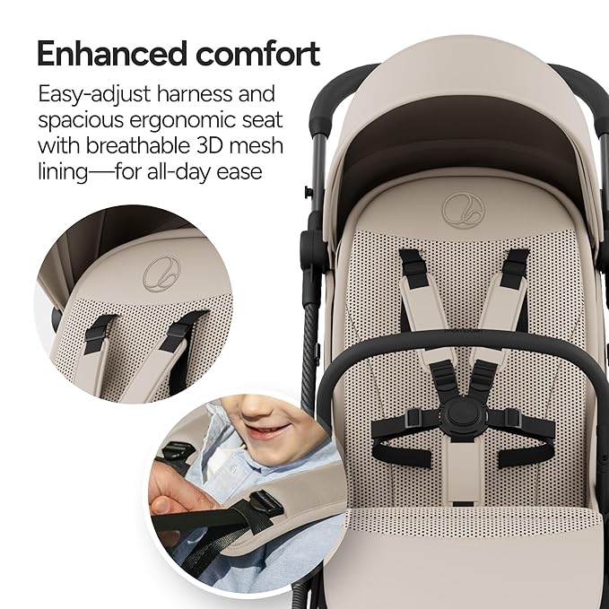 Mompush Nexis Carbon Travel Stroller, Ultra-Lightweight 11.5 lbs, Compact & Airplane Carry-On Approved, One-Second Auto-Fold, One-Hand Full Recline, from Birth to 50 lbs, JPMA Certified