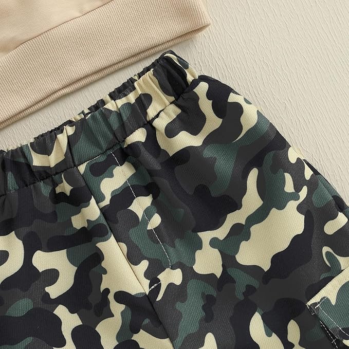 wdehow Toddler Kids Baby Boy Fall Outfits 1T 2T 3T 4T 5T Letter Print Long Sleeve Tops Camouflage Pants Winter Clothes Sets
