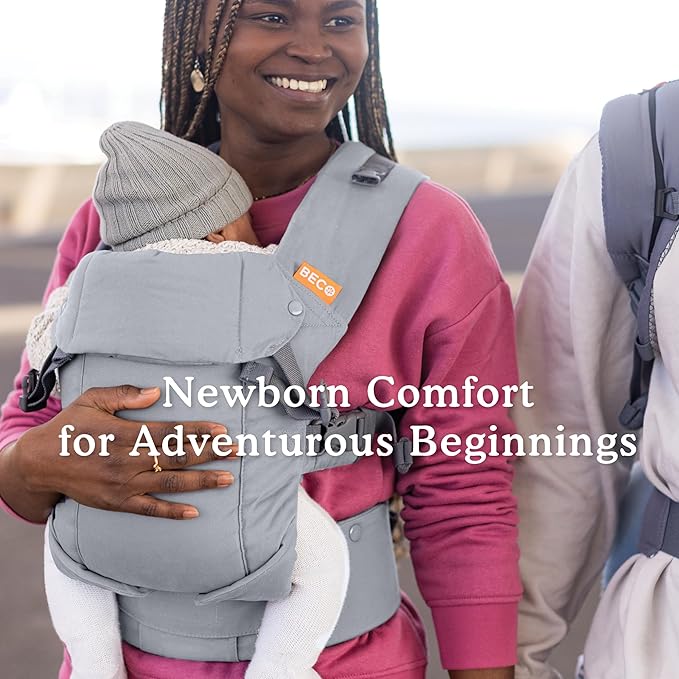Beco Gemini Baby Carrier from Newborn to Toddler - Certified Ergonomic Newborn Baby Carrier for Infants and Children of 7-35 lbs - M Shape, Adjustable Seat, 100% Cotton (Classic Grey)