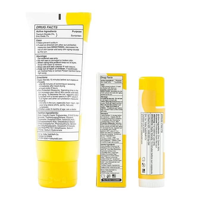 Tubby Todd Face and Body Mineral Sunscreen Kit for Baby, Toddler and Kids - Sunscreen 4 Fl Oz and Sunstick 0.5 Oz Duo Bundle - Fragrance-Free (Pack of 2)