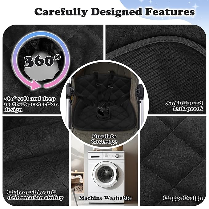 Babenest Car Seat Potty Protector Cover -Waterproof Carseat Training Liner for Baby &Toddler Shower Gift, Dry Piddle Pee Pad with Fun Designs for Strollers & Infant Car Seats (1pc Black)