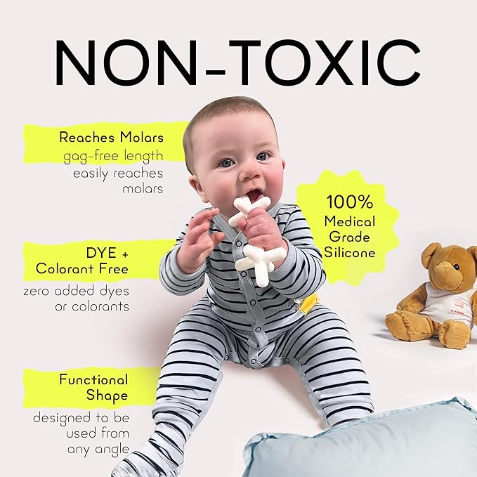 Moonlight Silicone Teethers for Babies, Baby Teether for Infants, Toddlers, Newborns, Dishwasher and Freezer-Safe Teething Toy, White - Moonjax