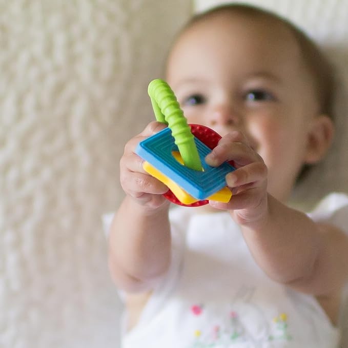 Dr. Brown's Learning Loop Baby Teether Ring, Multiple Shapes and Textures, 100% Silicone, BPA-Free, 3m+