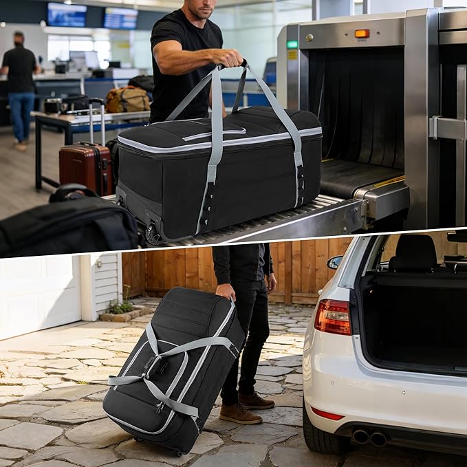 Car Seat Travel Bag with Wheels Compatible with UPPAbaby Aria and Mesa, Infant Padded Car Seat Carrier for Airport, Car Seat Gate Check Bag for Travel with Luggage Tag, Black, Bag Only