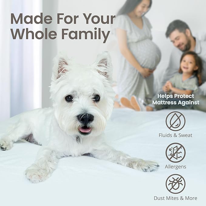 SafeRest Waterproof Mattress Protector California King Size – Absorbent Breathable Soft Fitted Bed Cover with 18" Deep Stretchable Pockets – Machine Washable California King Mattress Cover