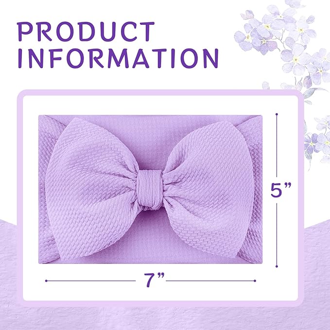 Super Durable Soft Knot Headbands with Hair Bows Infant Toddlers Kids Hair Accessories Violet Purple Headband for Newborn Baby Girls