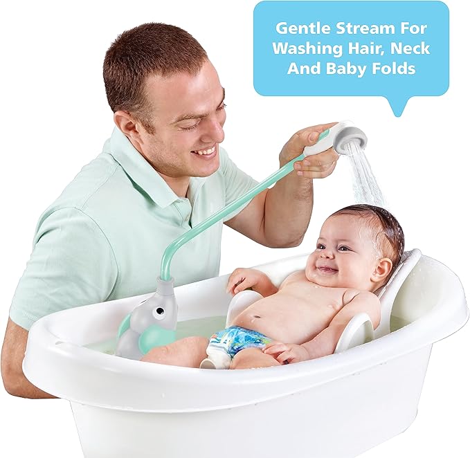 Yookidoo Baby Bath Shower Head - Elephant Water Pump with Trunk Spout Rinser - Control Water Flow from 2 Elephant Trunk Knobs for Maximum Fun in Tub or Sink for Newborn Babies