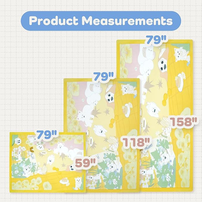 1.5" Thick Educational Large Baby Floor Play Mat 79x118, Flannel Padded Memory Foam Kids Mat, Non-Slip Plush Playmat for Nursery Playroom Classroom ((Dog)