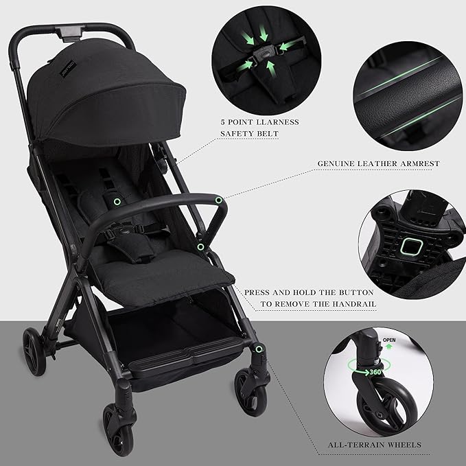 COOL KIDS Baby Stroller,Umbrella Stroller with Automatic Fold,Baby Strollers with Pop Out Sun Canopy,Baby Airplane Travel Essentials(Black)