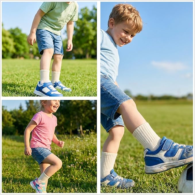 Toddler Grip Socks with Non-Slip, Unisex Baby Retro Stripe Seamless Crew Ankle Cotton Socks for Girls Boys 6 Pairs