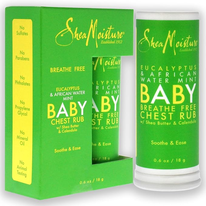 Shea Moisture Eucalyptus & African Water Mint Baby Chest Rub Ointment for Unisex, 0.6 Ounce