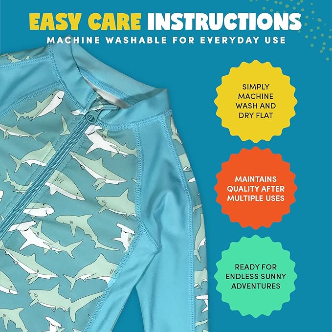SwimZip Boys' Long-Sleeve UPF 50+ Swimsuit for Baby, Toddler, & Little Boys