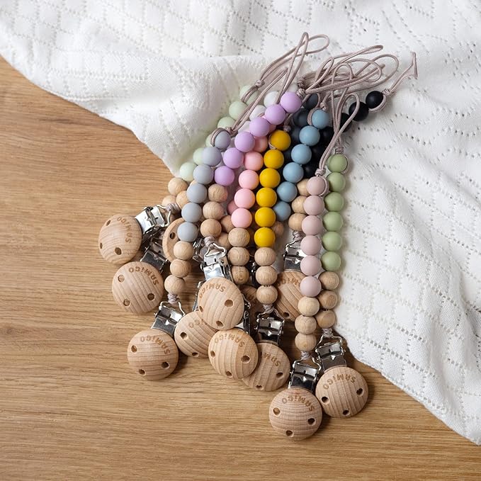 SAMiGO Pacifier Clips for Baby Girls Silicone Paci Holders Binky Clips - 2 Pack