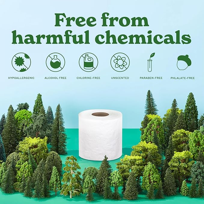 Caboo Tree Free Toilet Paper | Septic Safe, Eco Friendly, Chemical Free, Non Toxic | 2 Ply Toilet Tissue, Pack of 24 Double Rolls, 300 Sheets Per Roll
