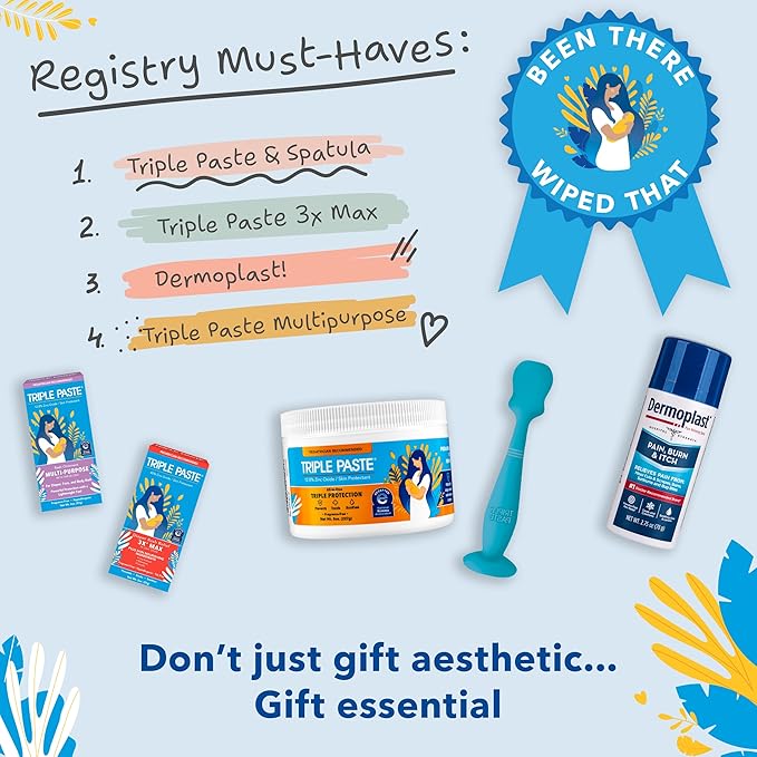 Triple Paste Diaper Rash Cream for Baby & Baby Spatula Bundle - 8 oz Zinc Oxide Ointment and Spatula Treatment, Soothe and Prevent Rash with a Pediatrician-Recommended Hypoallergenic Formula