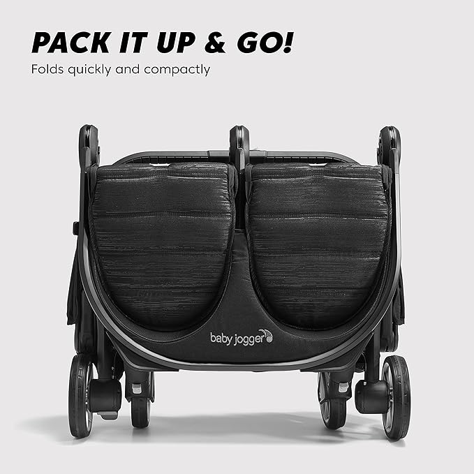 Baby Jogger City Tour 2 Double Stroller Compact & Sleek Twin Design with Easy-To-Maneuver Features Ideal for Growing Kids Plush Imported