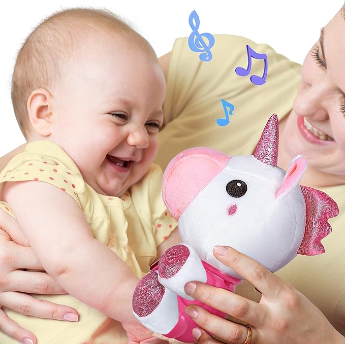 iPlay, iLearn Baby Unicorn Musical Toys, Newborn Girls Gift, Soft Unicorn Plush Stuffed Animal, Infant Light Music Time, 1st Valentine's Easter Stuffer for 0 1 2 3 6 9 12 18 Month 1-3 Yrs Toddlers