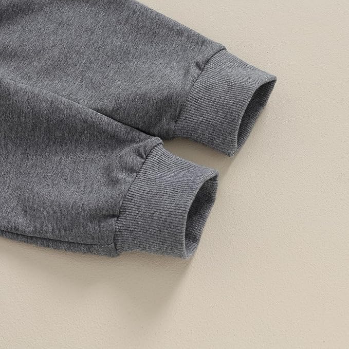 Toddler Baby Boy Clothes Solid Color Long Sleeve Crewneck Sweatshirt Top Casual Pants Set 2Pcs Fall Winter Outfits