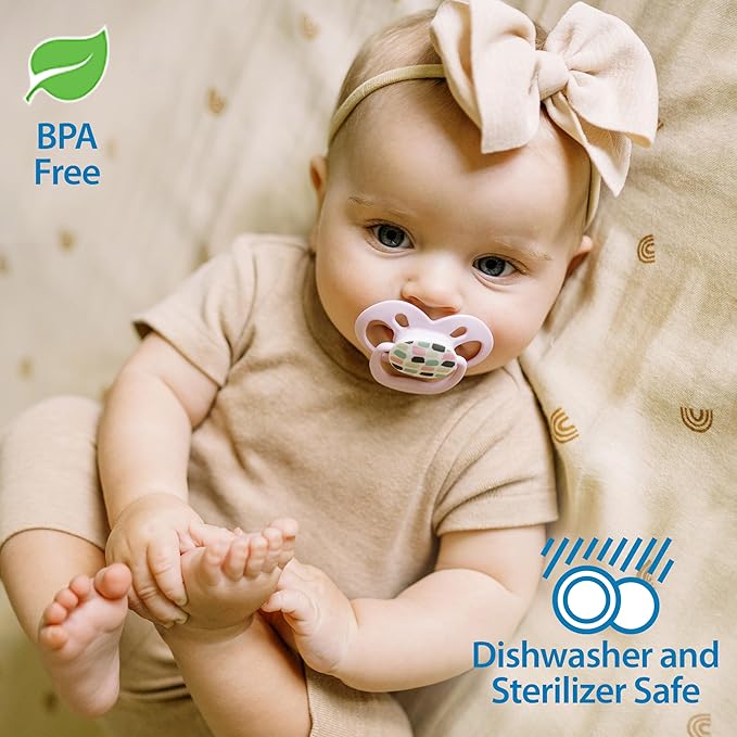 Dr. Brown's Advantage Baby Pacifier, Fully Symmetrical Soother with Soft Silicone Bulb, Skateboard Snail, 6-18m, BPA Free, 24 Pack