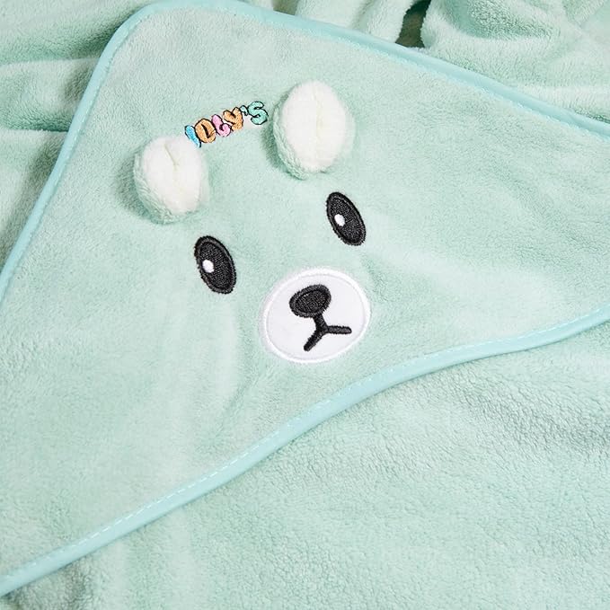 Ioly's Hooded Baby Bath Towels for Newborn Essentials 41" Set of 2 Towels with Hood for Kids Babies Toddler Infant (Large) Baby Towel Cosas para Bebes recien nacidos Bath Items (White and Green Aqua)