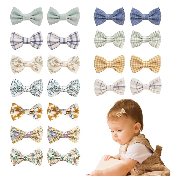 JESSCAT 22 Pcs Hair Clips for Girls with Bows Flower, Fully Lined Alligator Clips and Barrettes, Fabric Handmade Barrettes Hair Accessories for Girls Baby Infants Toddler Kids