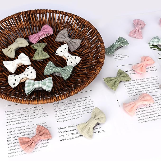 JESSCAT 22 Pcs Hair Clips for Girls with Bows Flower, Fully Lined Alligator Clips and Barrettes, Fabric Handmade Barrettes Hair Accessories for Girls Baby Infants Toddler Kids